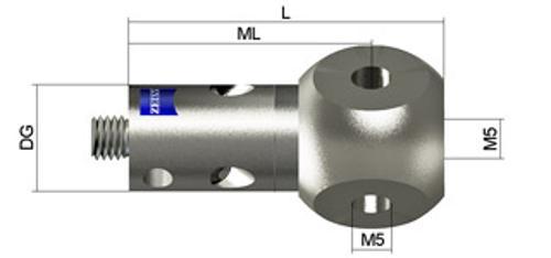 Rotary joint, M5 with 3 sided cube product photo Front View L